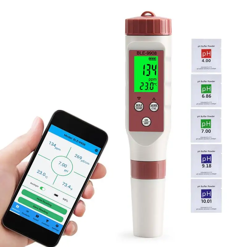 

PH Meter For Water 4 In 1 Water Quality Tester Digital Water Tester Tds Tester For Water Pool Water Tester App Intelligent
