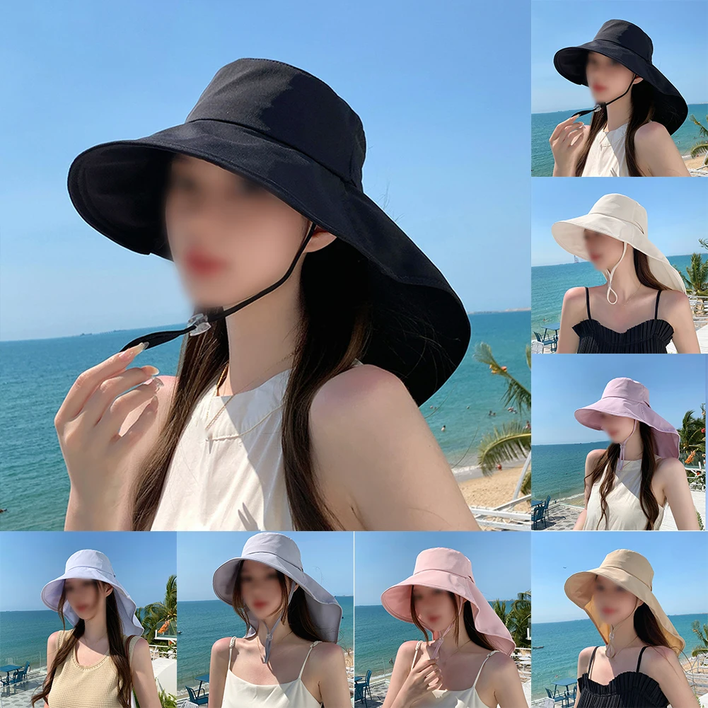 

1pc Outdoor Sun Protection Hats Womens Brim Shawl Sunshade Fisherman Foldable UV-Protection Sun Hats Unisex Wide Brim Foldable