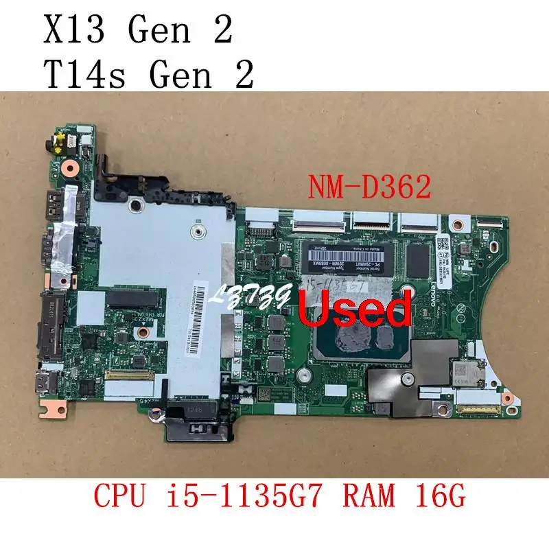 NM-D362 For Lenovo ThinkPad T14S/X13 Gen 2 Motherboard I5-1135G7