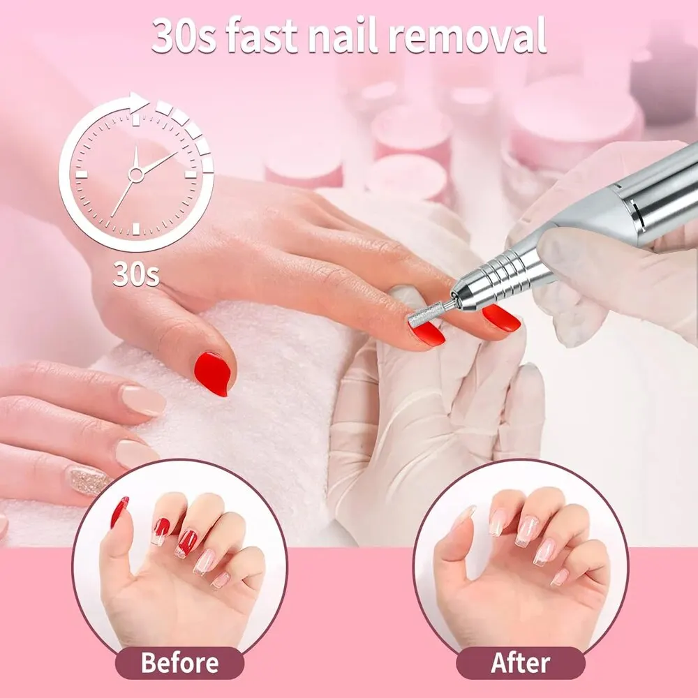 Electric Nail Drill 35000 RPM Machine Mill Cutter Sets for Manicure Nail Tips Pedicure File