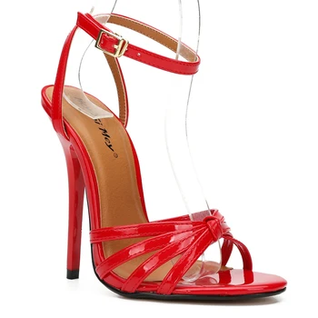 New Oversized Women's Shoes Fake Women's Cross Dressing Fun Shoes large-size 37-48 Thin high heels 13cm lace up women's sandals 1