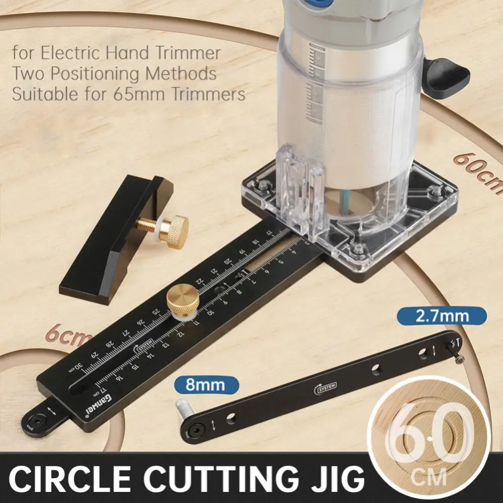 

Woodworking Circle Cutting Jig for Electric Trimming Machine Wood Router Milling Circle Slotting Base Tools with Scale Fence