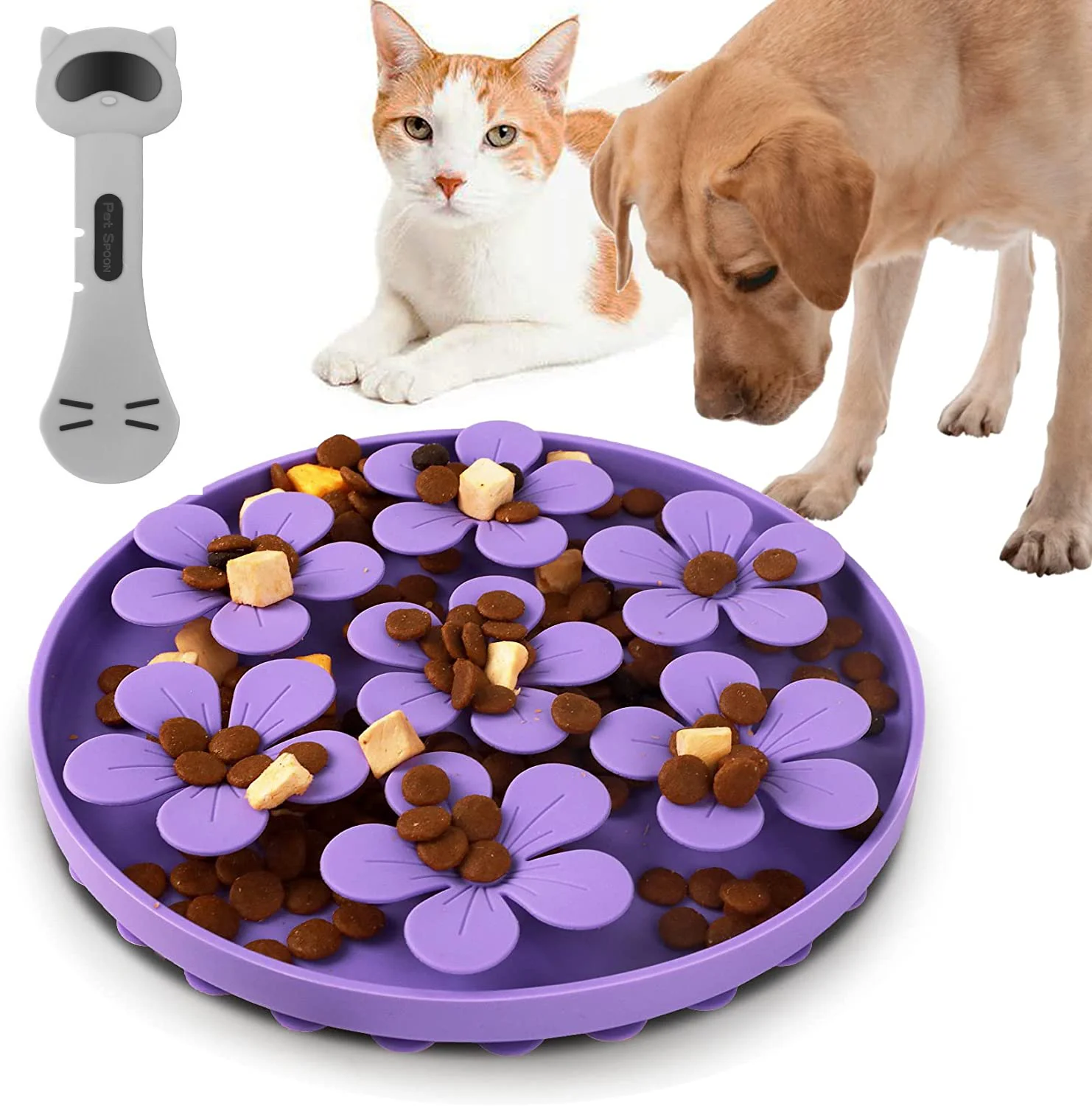 Pet Cat Silicone Snuffle Mat Flower Lickinng Pad Non-slip Suction Cup Pet  Slowing Feeder