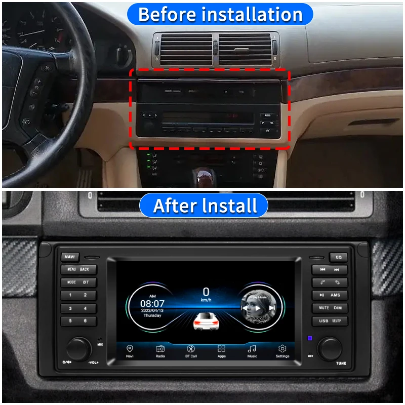 BMW X5 E53 E39 1996-2004 차량용 라디오 멀티미디어 플레이어 7인치 안드로이드 13 카플레이 GPS 네비게이션 RDS FM 스테레오 오디오 WIFI