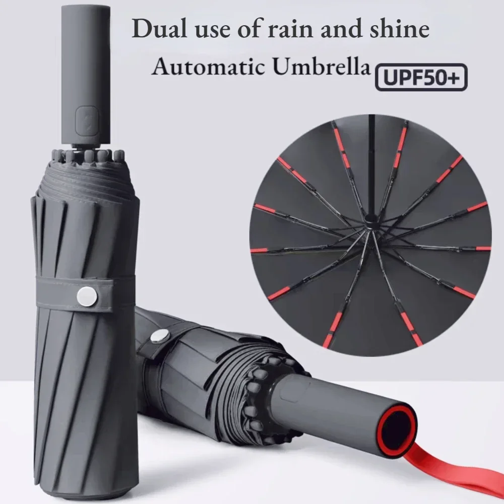 Super Strong Windproof Automatic Folding Men Umbrella, 72 Bone Reinforced, Large Rainproof Sun UV Protection Umbrellas Women