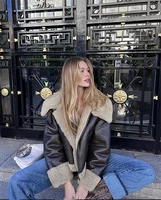 2025 Autumn winter new women's thickened warm double-sided short jacket Women's brown coat - Image 3