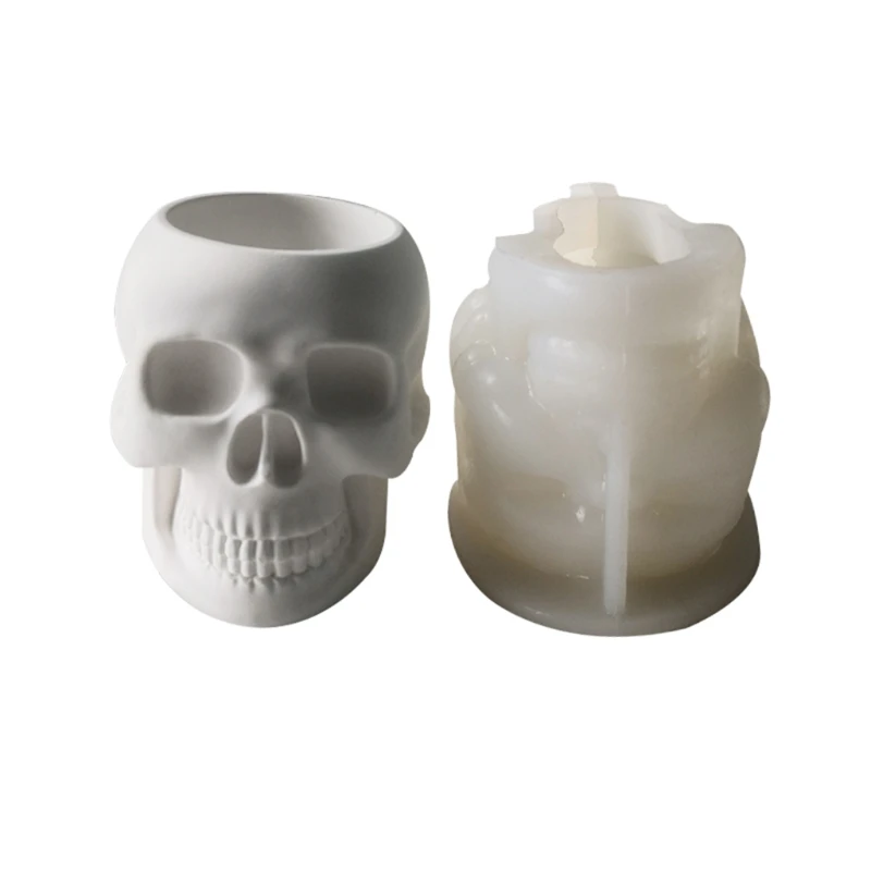 Crystal Epoxy Skull Flower Pot Silicone Mold, Plaster Concrete Cement Resin Vase Mould for for DIY Resin Polymer Clays