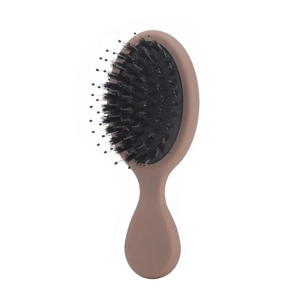 Cute Mini Paddle Brush Pig Bristle Lightwear Hair Comb Frosted Matte Massage Comb Holiday Vocation