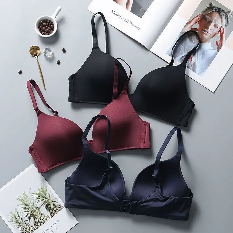 Thin Clothes Wireless Bra Small Chest Push up One Piece Cosy Girl Japanese High School Students Seamless Underwear for Women 3