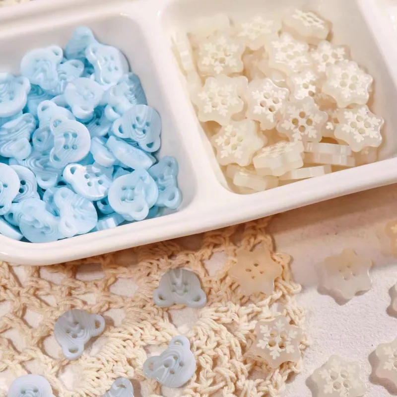 10pcs 눈송이 곰 단추 귀여운 DIY 인형 옷 바느질 장식 Ins 공예 스크랩북 DIY 의류 바느질 용품