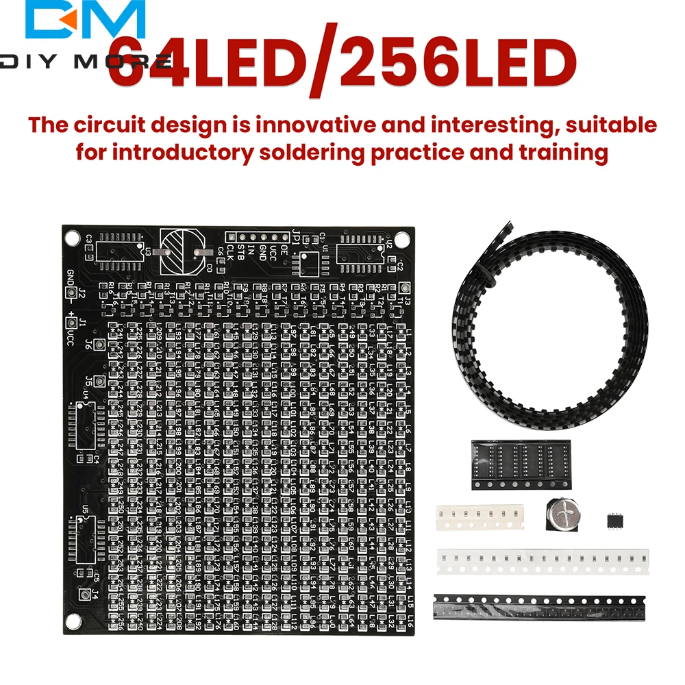 64/256LED Display Rosso LED SMD Dot Matrix Kit schermo pubblicitario 0-9 Display digitale Divertimento Kit elettronico fai da te Pratica di saldatura - Image 4