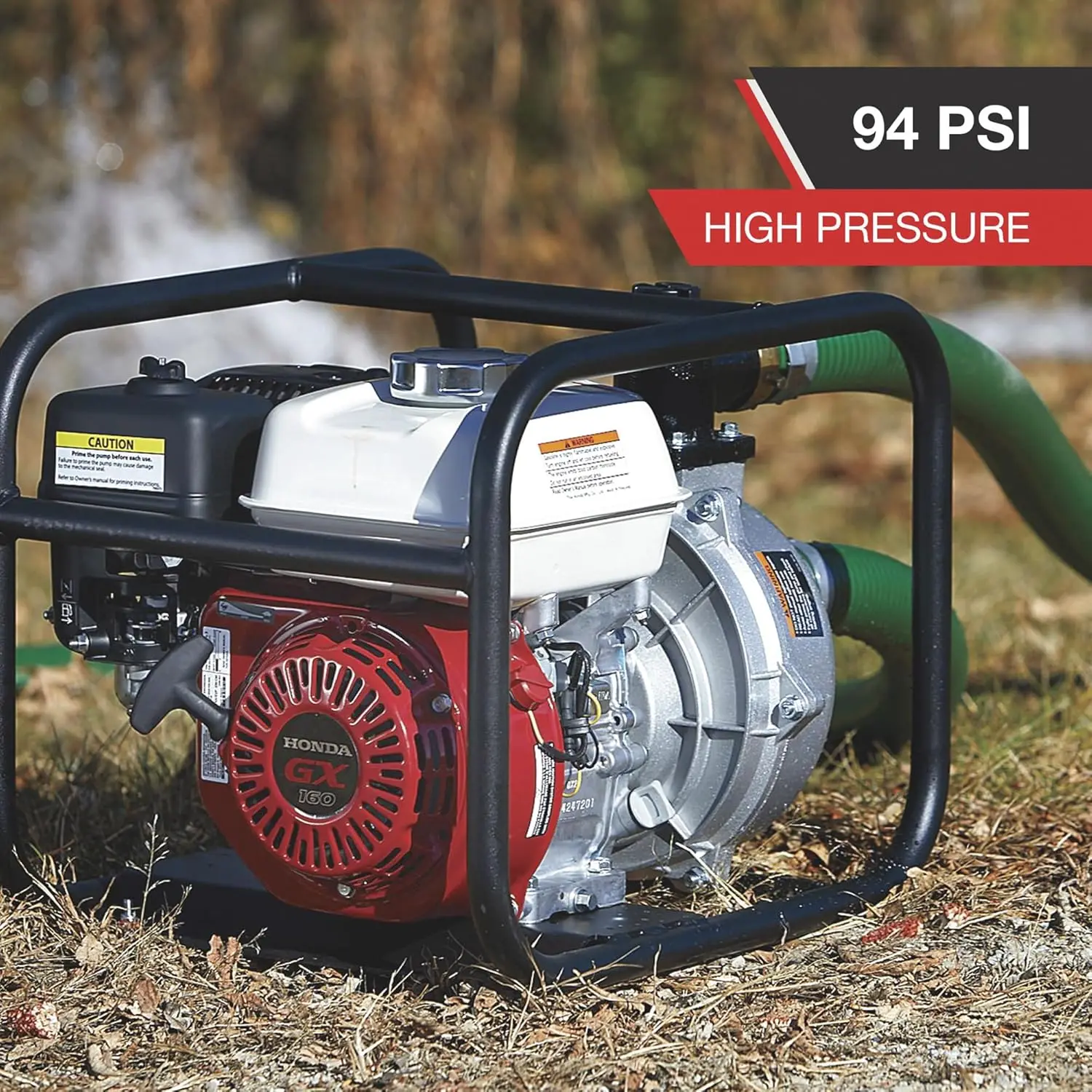 High-Press Water Pump 2in Ports 94 PSI Honda Eng Designed To Push Water Long Distances or To Great Heights