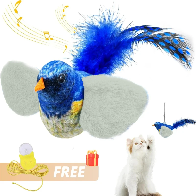 Interactive Indoor Cat Bird Toy with Sound and Catnip