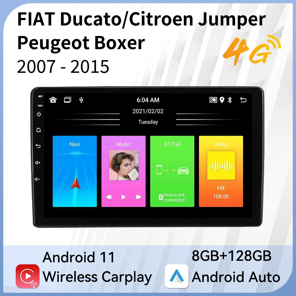 Autoradio Per Fiat Ducato Android 2007-2015 Citroen Jumper Peugeot Boxer 2011-2015 Radio Carplay 2 Din Autoradio Multimedia Gps