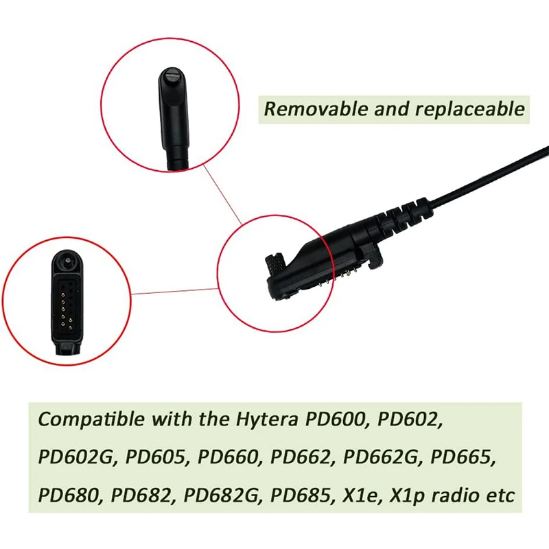 RISENKE Headset with PTT Mic,Acoustic Tube Earpiece for Hytera X1p,X1e,PD602, PD662, PD685, PD680, PD682, PD660, PD665