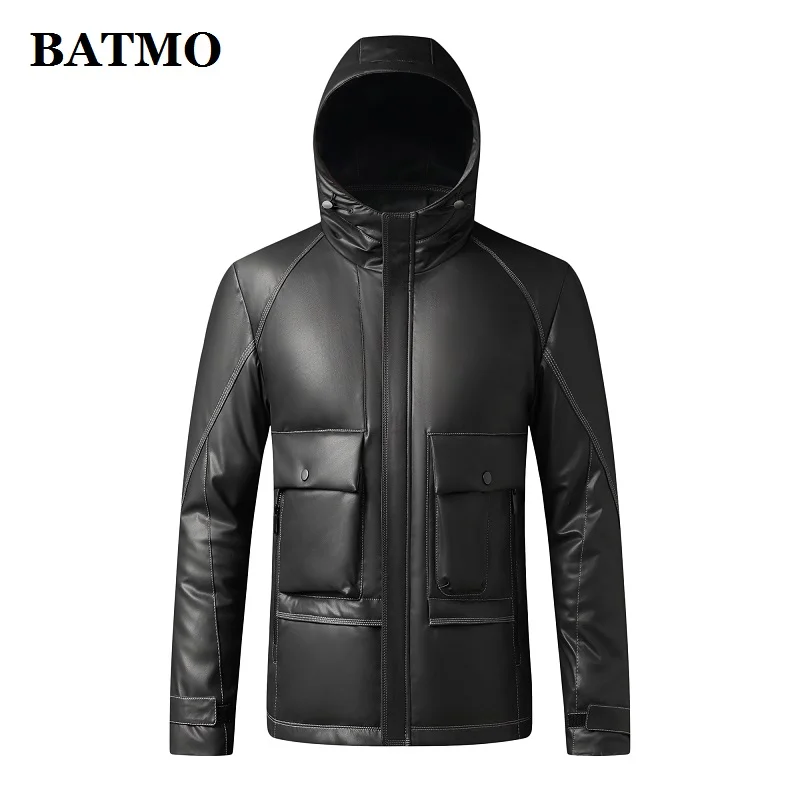 

BATMO 2022 Новое поступление Высокое качество Натуральная Овчина 90% белый гусиный пух мужские куртки с капюшоном, пальто из натуральной кожи, X2252