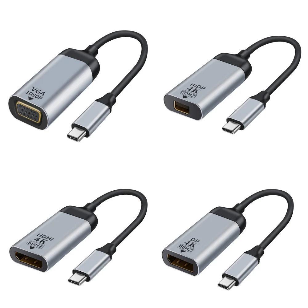 Adaptador USB 3,1 tipo C a Hdmi a Vga/DP/Gb/mDP, convertidor de