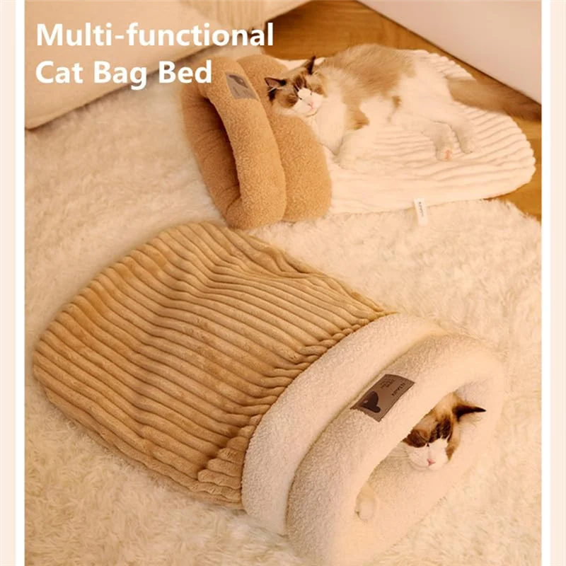 Hot Selling-Cat Winter Sleeping Bag Soft Plush Cat Sack Self Warming Cat Cave Bed For Indoor Cats Hideaways Pet Snuggle Sack