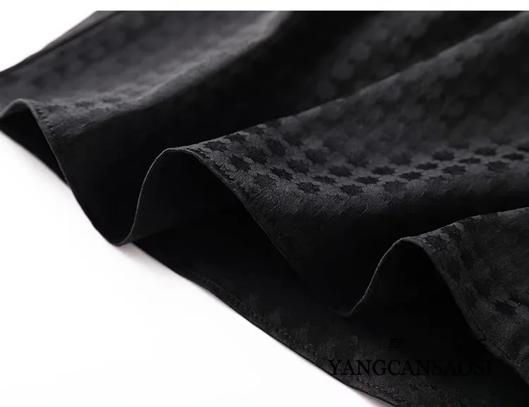 Sand Washed Soft Glutinous 92% Natural Mulberry Silk Elastic SangBo Satin Elastic Waist Loose Black Women's Wide Leg Pants