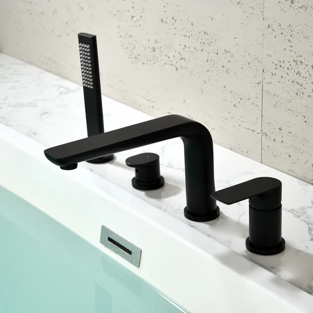 ก๊อกน้ำอ่างอาบน้ำสีทองขัดเงา ก๊อกผสมอ่างอาบน้ำทองแดงสีทอง ก๊อกน้ำอ่างอาบน้ำสีดำ ก๊อกน้ำอ่างล้างหน้า 4