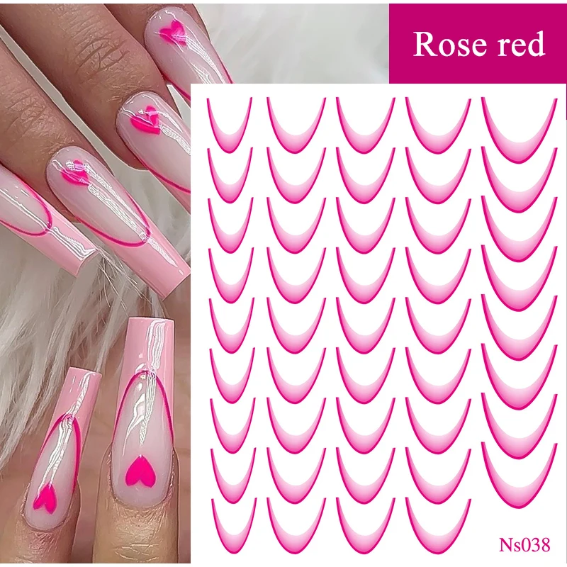 Gradient Color Line Design French Nail Art Stickers Self-adhesive Ail Tips Guides For Diy Decoration Stencil Tools nail stickers nail art tools nail decals