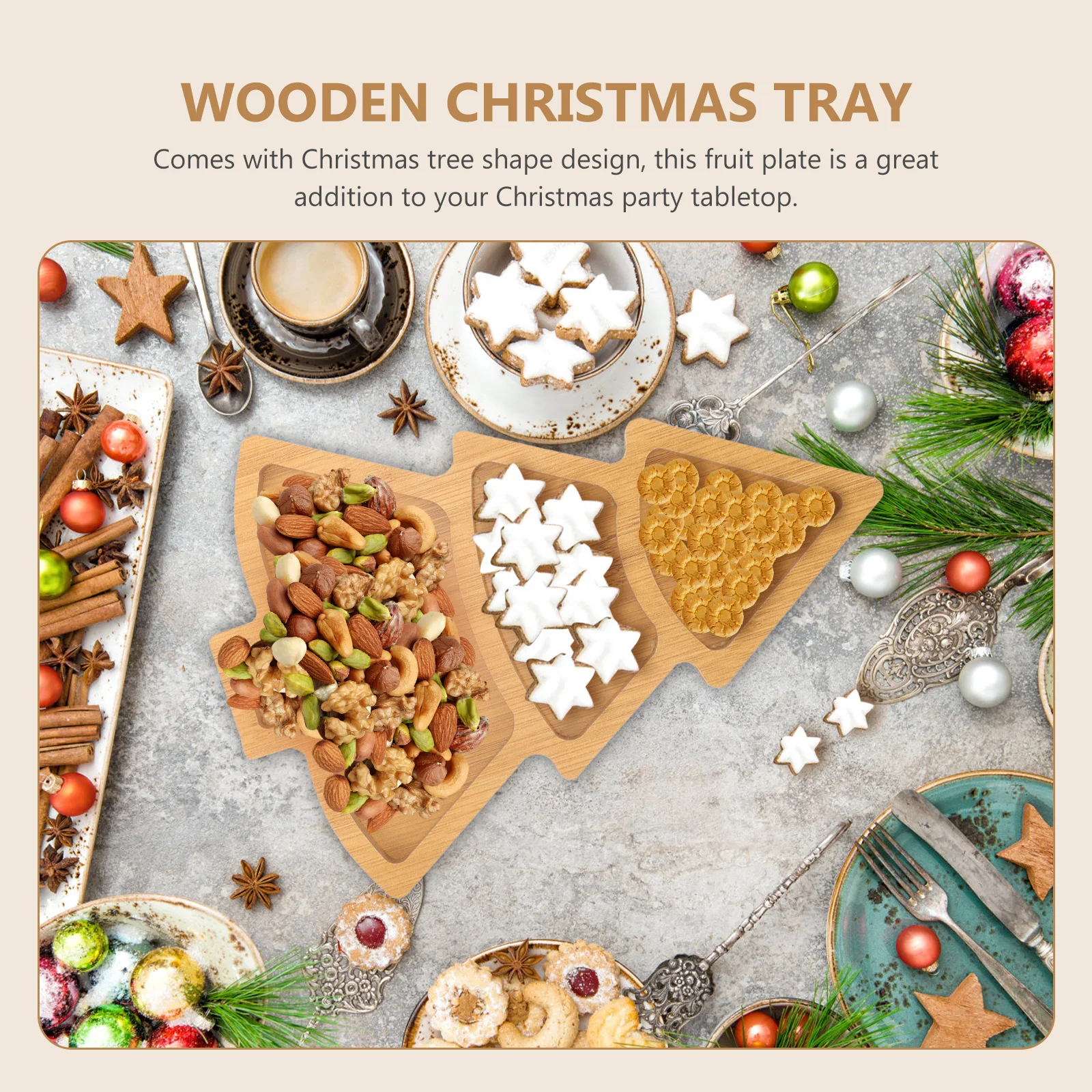 Christmas Serving Dish Beautiful Tray Tree Dessert Plates Light Bulb Wooden Food Man Japanese Candy plastic serving tray