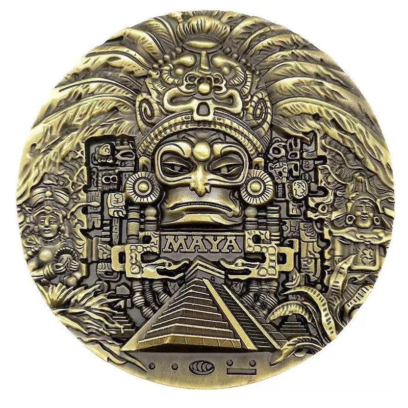 

80MM Mayan Aztec Calendar Challenge Coin Commemorative Medals For Awards Fidget Toys For Anxiety Juguetes Para La Ansiedad