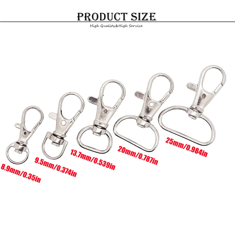 10 teile/paket Metall Karabiner haken Drehgelenk für Rucksack vernickelt Hummer Verschlüsse – Detail 4