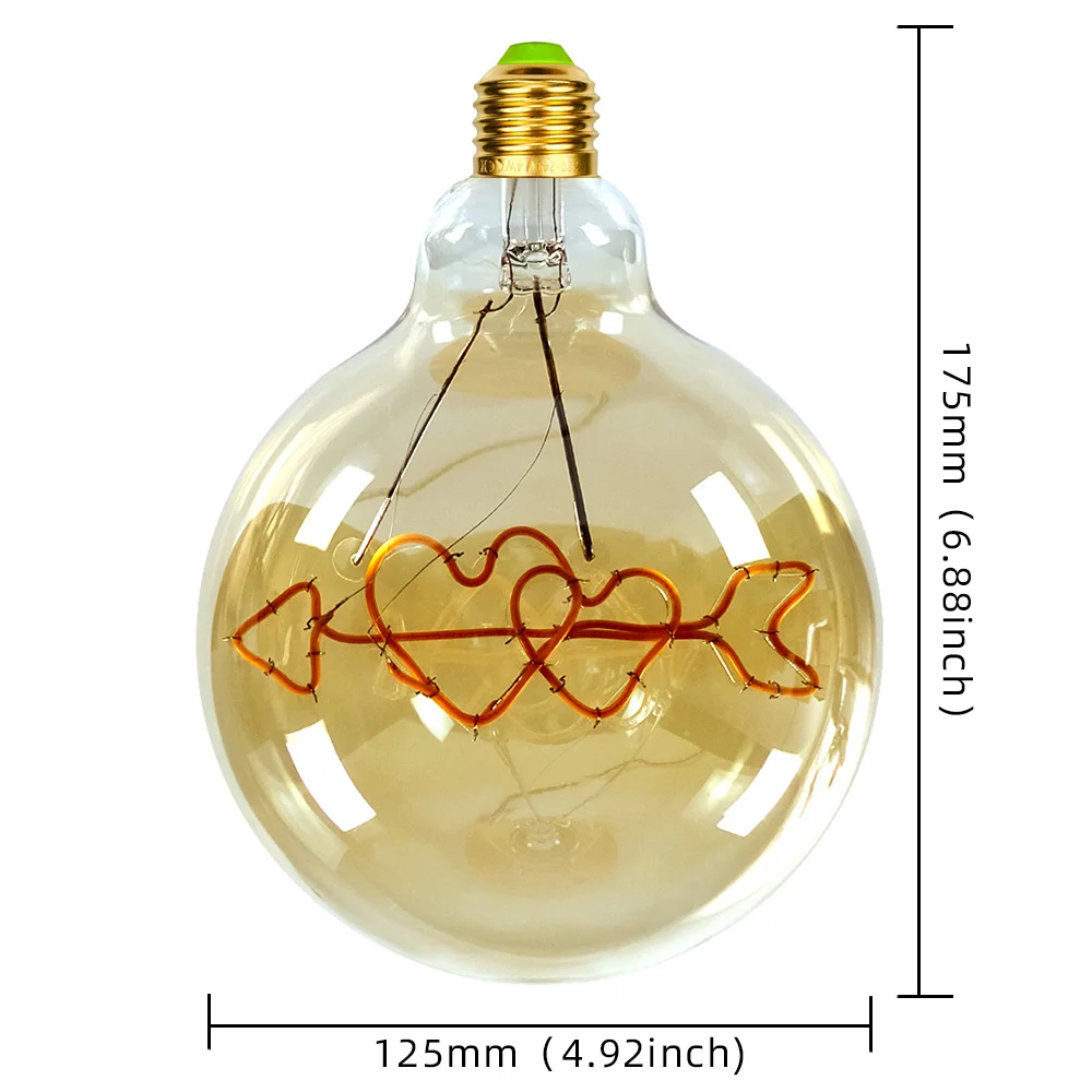 Ampoule LED Vintage TIANFAN 4W - Forme Lettre Amour/Maison, Dimmable 220V E27, Or