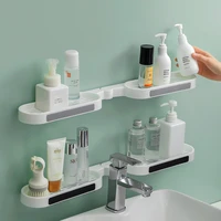 Bathroom Shelves Punch-free Revolving Rack Wall-mounted Corner Shelf Shower Storage Holder Kitchen Wall Storage Rack Organizer 1