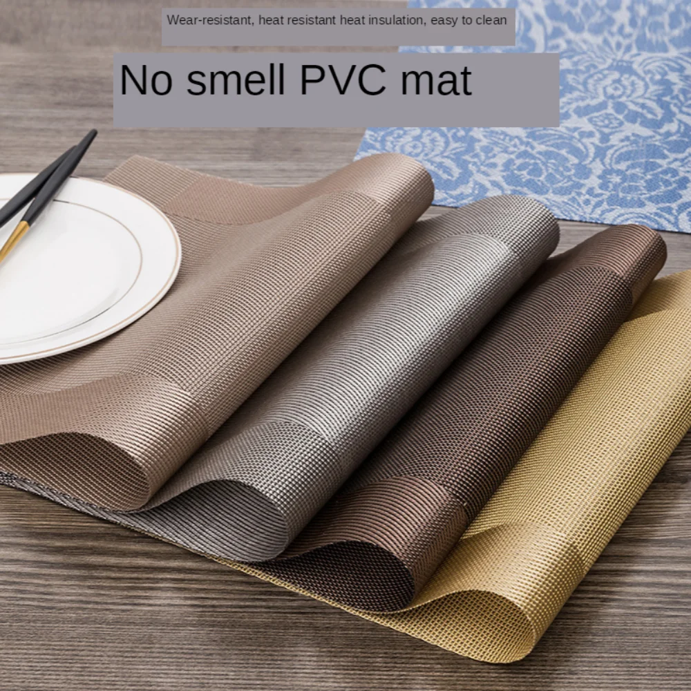 PVC Washable Placemats for Dining Table Mat Non-slip Placemat Set In Kitchen Accessories Cup Coaster Wine Pad Coasters Set 1