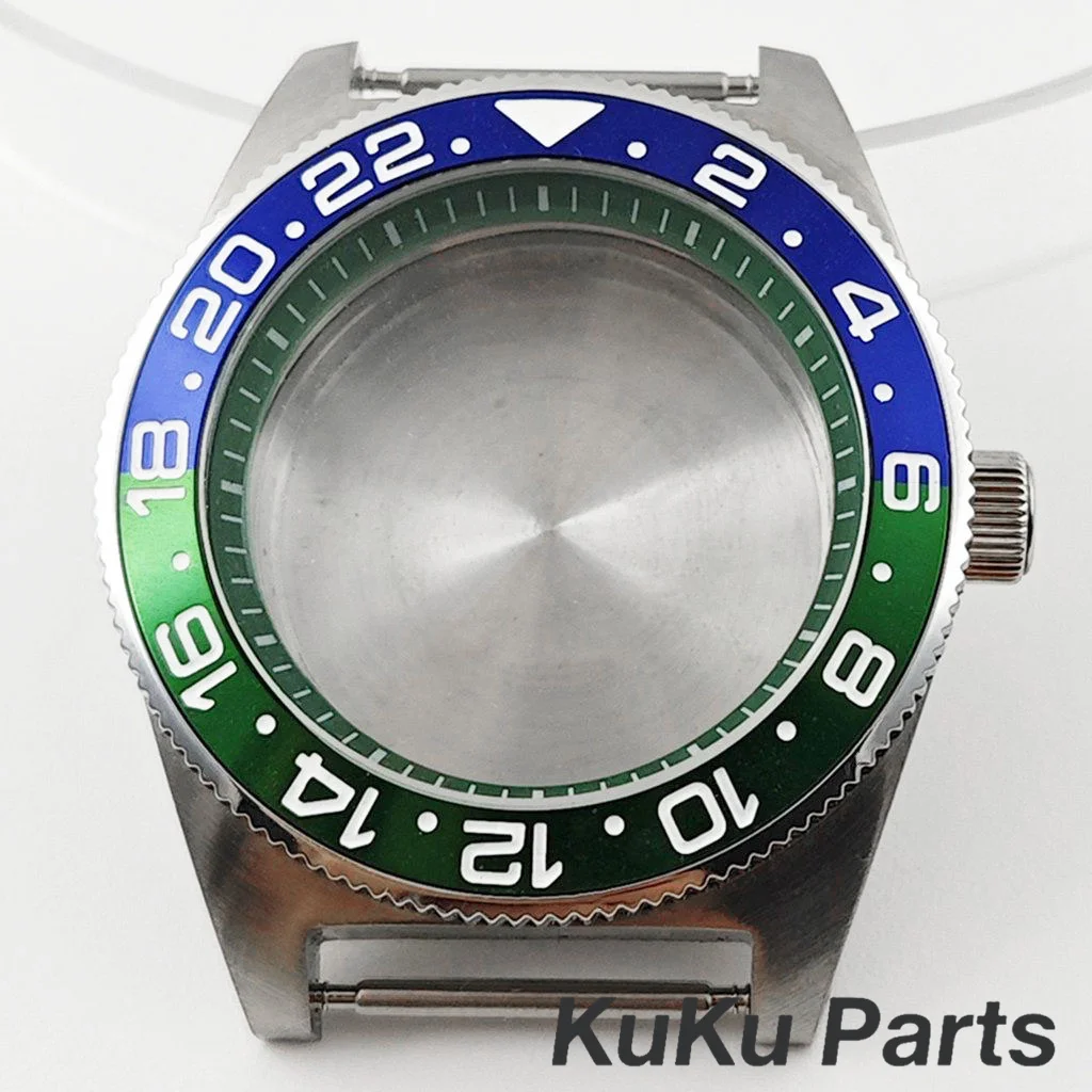 Green Ring GMT Ceramic Bezel Watch Case with 40mm Diameter and 28.5mm Dial Capability
