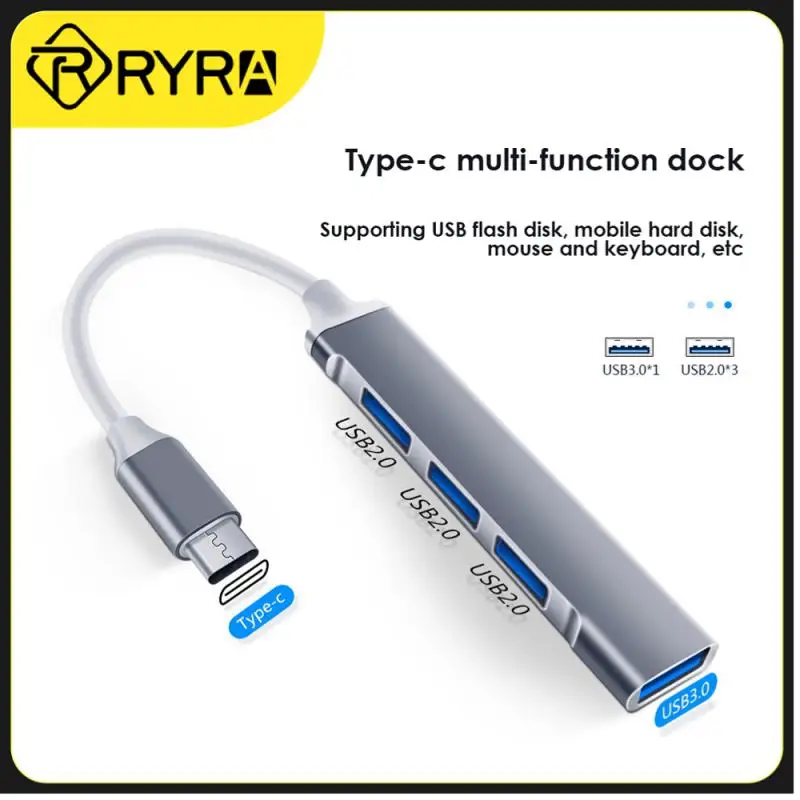 

RYRA High Speed USB 3.0 Hub 4Port USB 3.0 2.0 Hub type c Splitter Adapter OTG For PC Computer Accessories