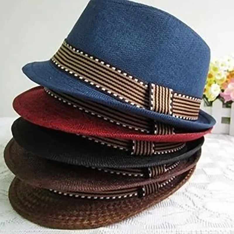 

Kids Hat Gentleman Children Jazz Cap Spring Summer Wide Brim Boys Sun Beach Hats
