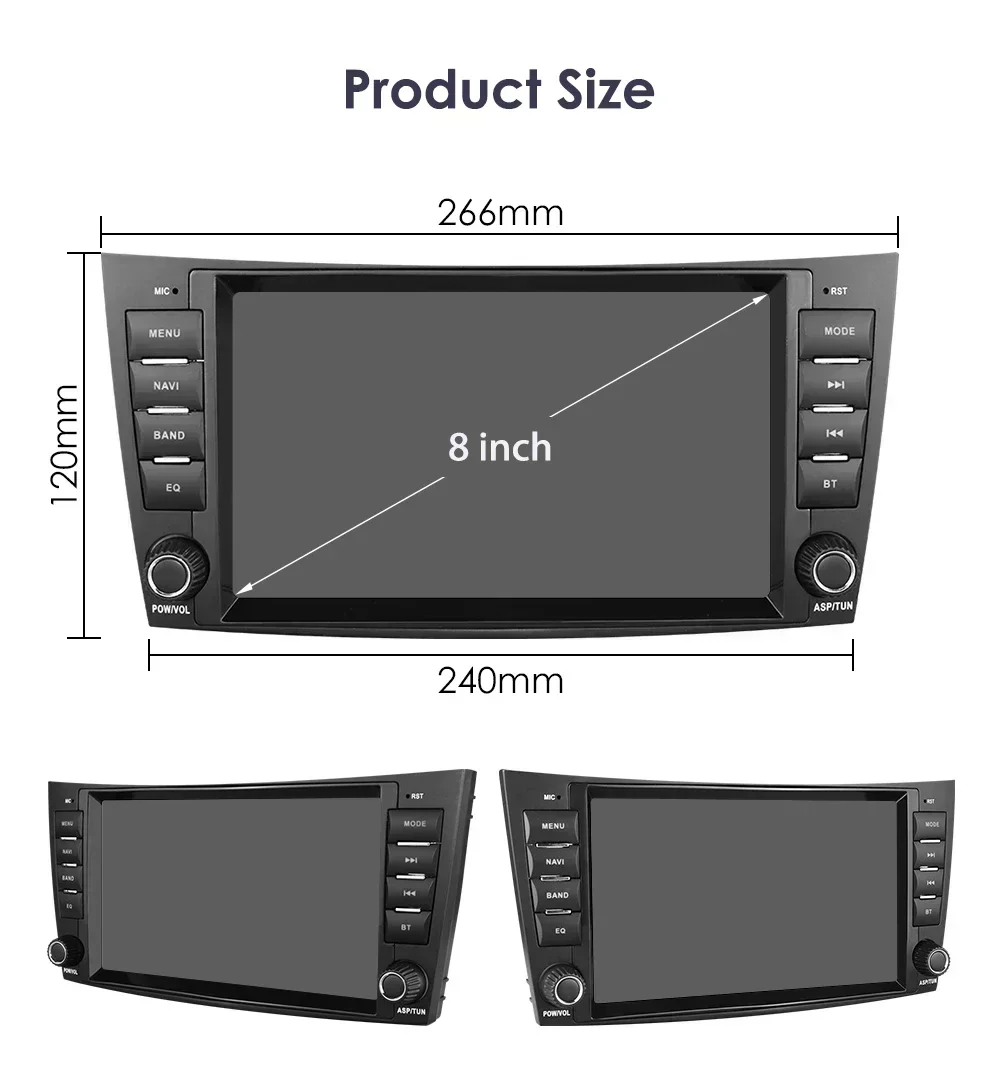 Hizpo 8 "2 Din Radio de coche Carplay para mercedes-benz Clase E W211 GLS W219 W209 W463 Android 14 reproductor Multimedia GPS RDS FM BT 4G 3