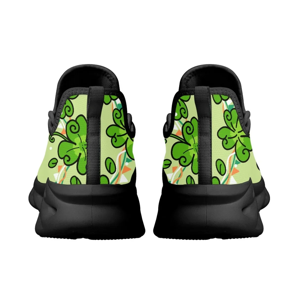 3D Clover Shamrock Pattern Lace-up Platform Sneakers Breathable Non-slip Women Fashion Flat Shoes Outdoor Walking Jogging Shoes