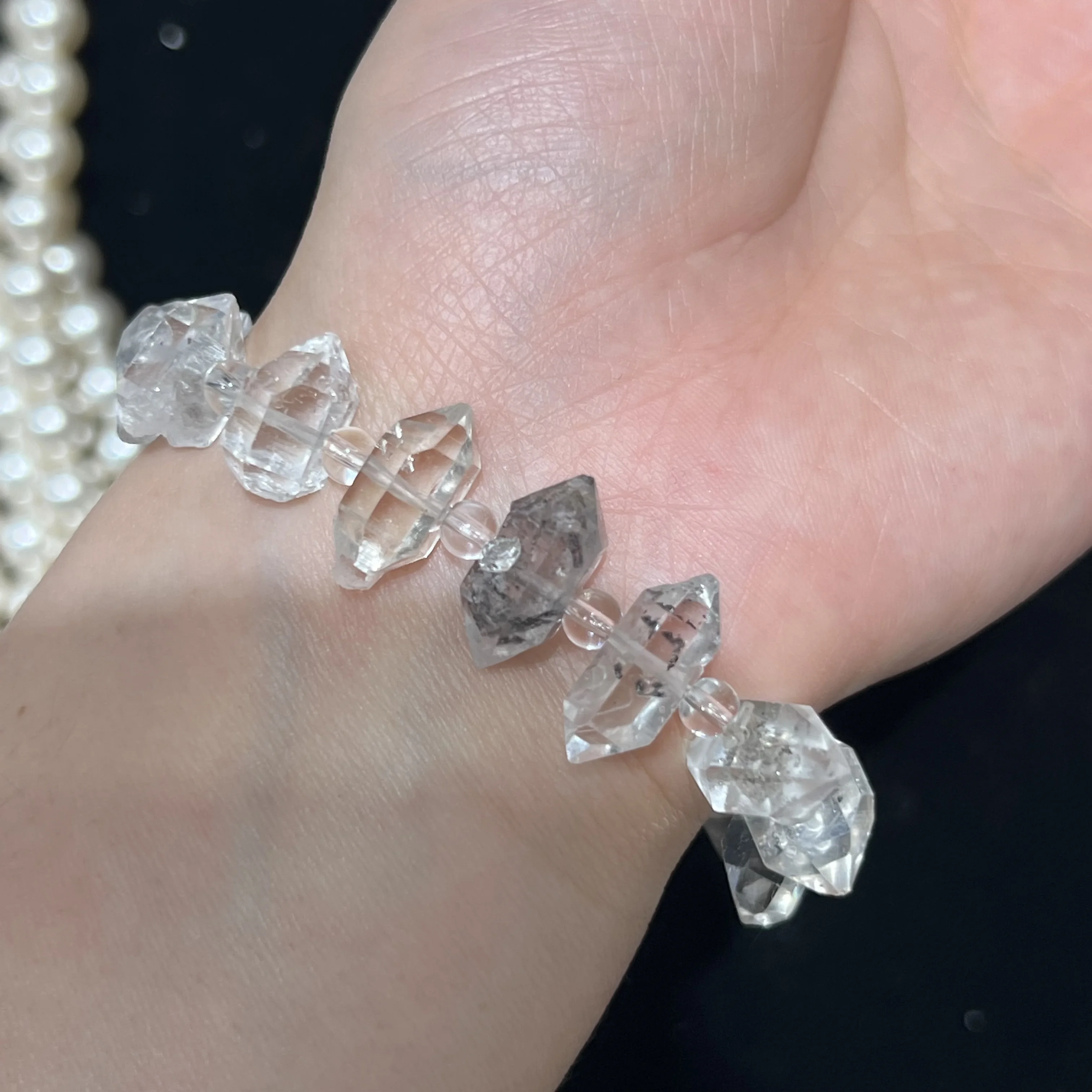 AAAA+++ Natural Herkimer Diamond Quartz Beaded Bracelet, Birthstone Bracelet,Gemstone ,Anniversary Gift 5