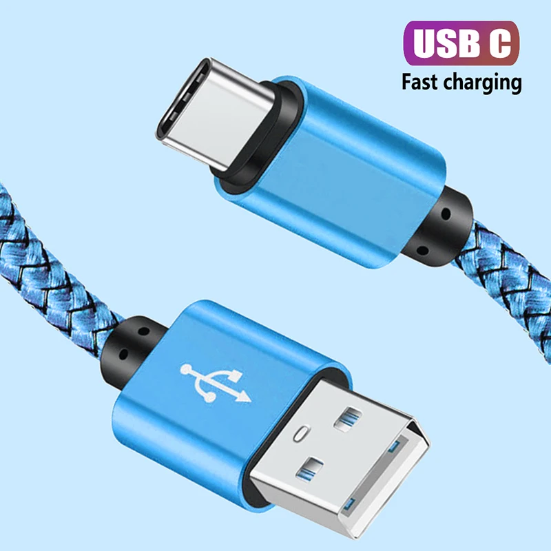 USB A 유형 C 케이블 날짜 동기화 라인 3A 삼성 화웨이 안드로이드 휴대 전화에 대한 빠른 충전 나일론 꼰 와이어 충전기 케이블