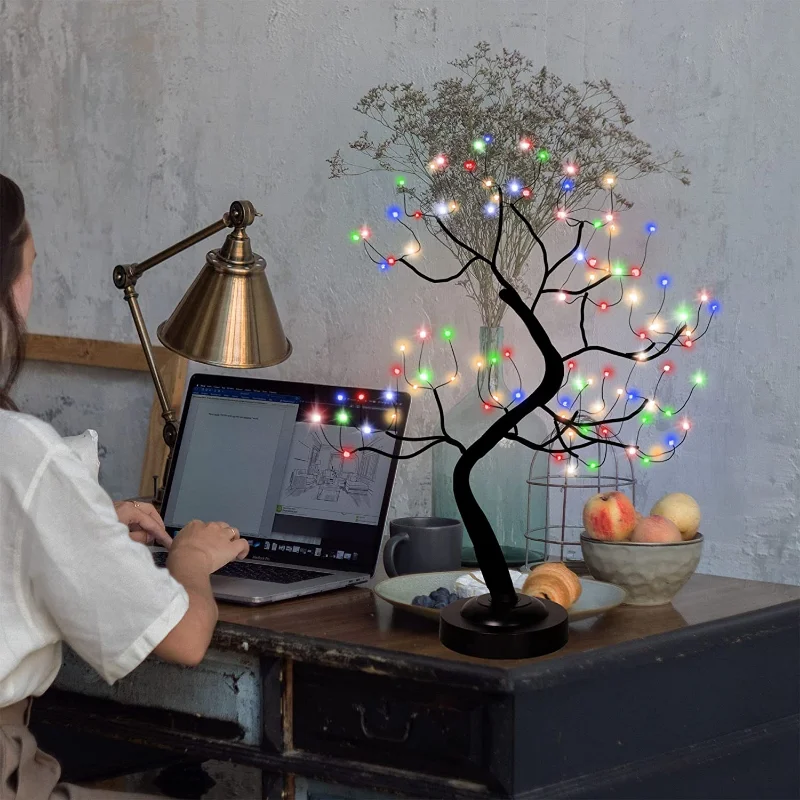  20 Inch Tabletop Bonsai Tree Light Touch Switch Waterproof 108  LED Lamp Beads Copper Wire Light Adjustable Branches DIY Artificial Tree  Lamp for Party Wedding Festival Christmas Home Decor 