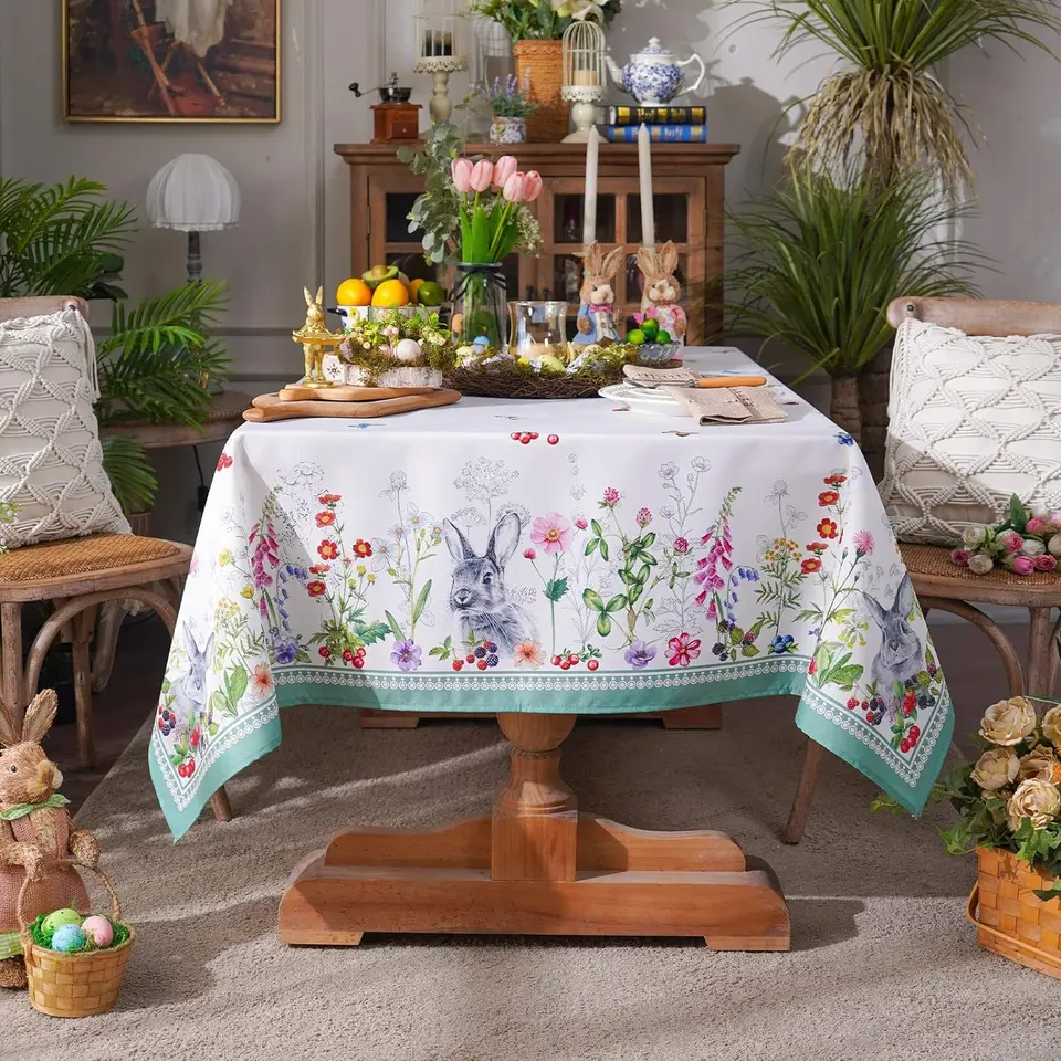 Horaldaily Wildflowers Butterfly Tablecloth – Washable 60x120 Inch For Picnic, Party & Farmhouse Decor - View #9