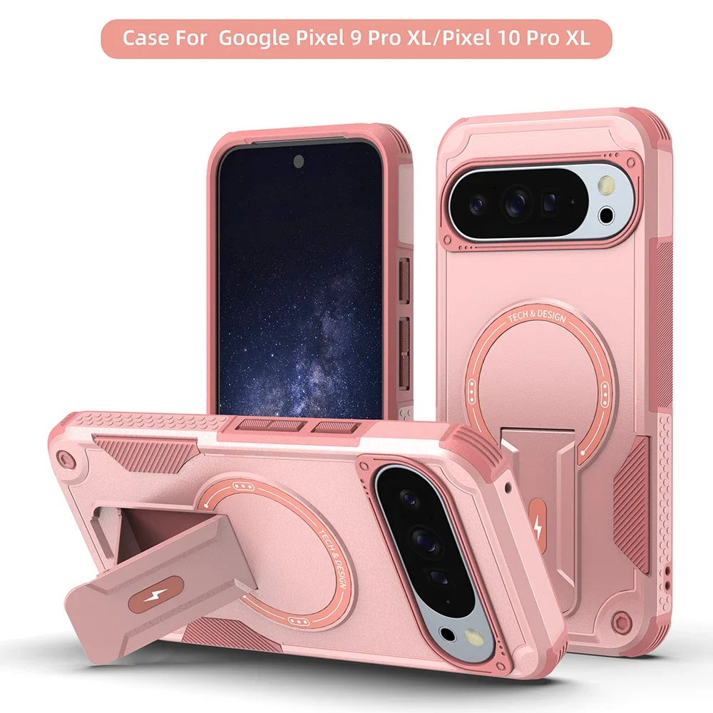 Shockproof Rugged Stand Phone Case with Magnetic Charging and Military Grade Protection