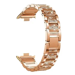 Luxury Stainless Steel Diamond Bling Bracelet Band for Xiaomi Mi Band 8 Pro (Rose Gold-Rose Gold)