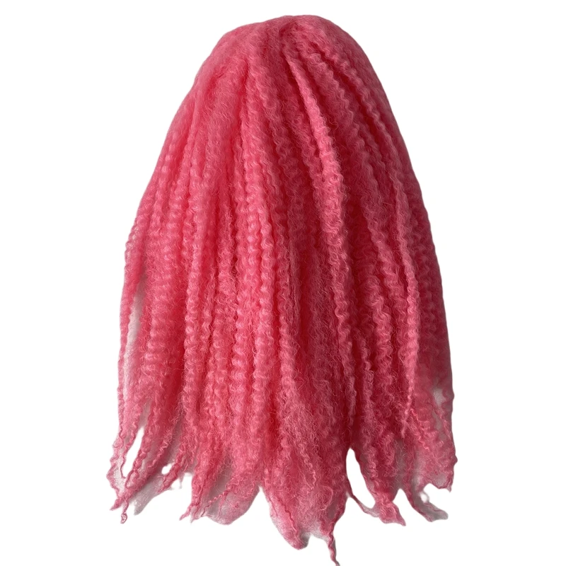 6 Packs Synthetic Bulk Hair Replacement Pink Color Mary Braids Hair Extensions Root Afro 6mm Wave for Black Men