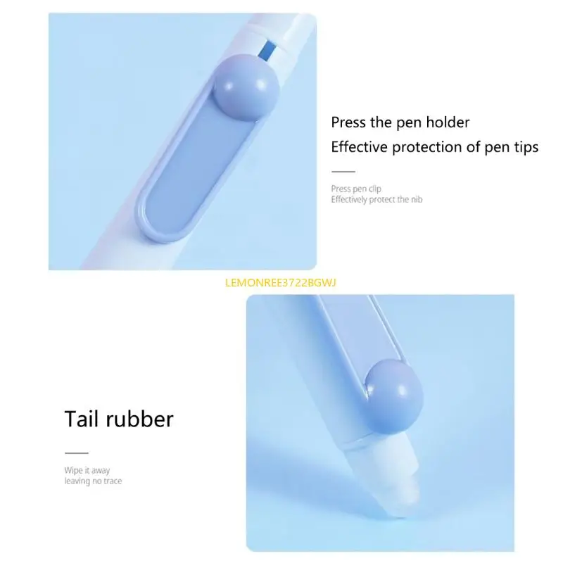 C90C 3PCS 삭제 가능한 개폐식 젤 펜 0.5mm Neeedle 팁 삭제 가능한 젤 펜 블랙/블루 잉크 작문 펜 학생 소년 소녀