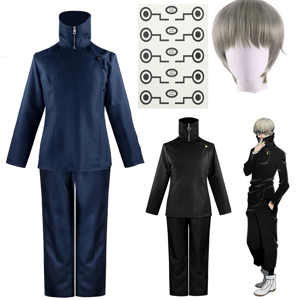 

2022 New Adult Anime Jujutsu Kaisen Tatoo Toge Inumaki Cosplay Costume Top Pants Halloween Party School Uniform wigs