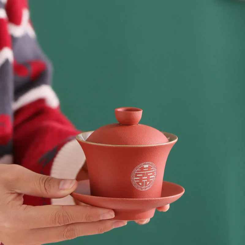 Ceramic Tea Cup Set, Wedding Set, Chinese Palace Style, Wedding Modification Cover Bowl, Wedding Gifts for New Couples