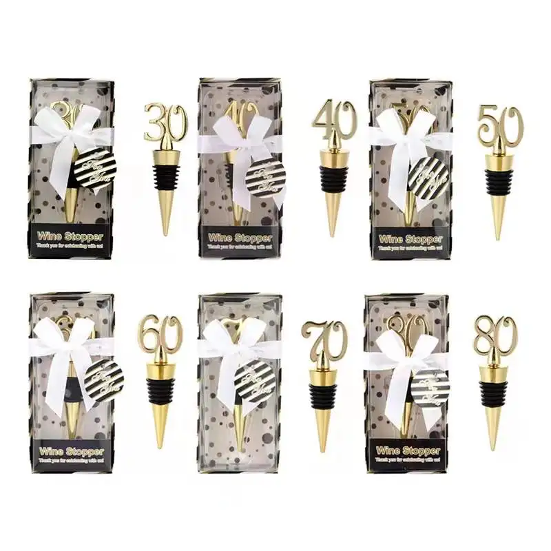Numeral Wine Bottle Stoppers Company Anniversary Birthday Party Gifts for Staff Bottle Fresh-keeping Plug Bar Celebration Gifts