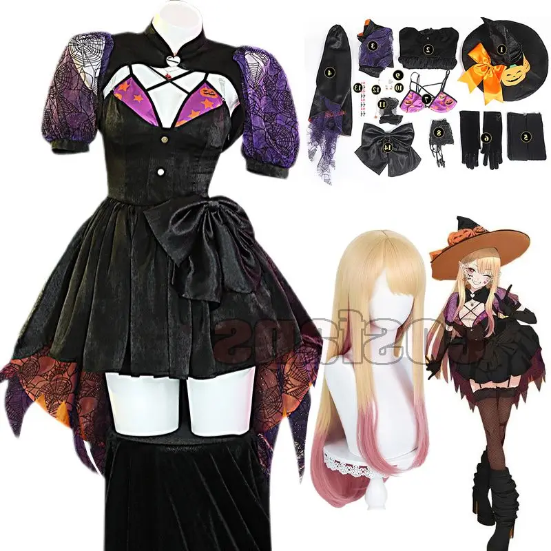 

Marin Kitagawa Cosplay Costume Anime Little Devil Dress Uniform Women Halloween Carnival Party My Dress-Up Darling Outfit Wigs