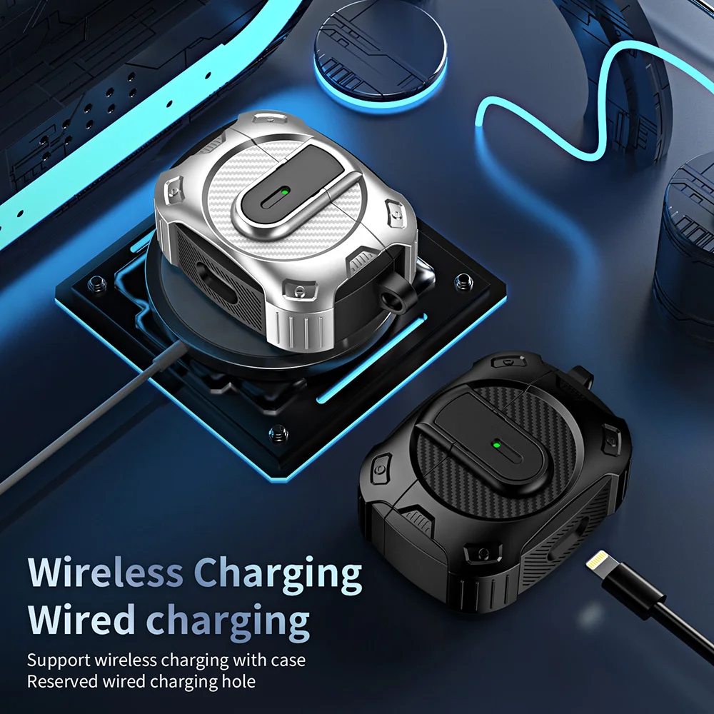 Shockproof TPU Earphone Cover with Keychain Attachment