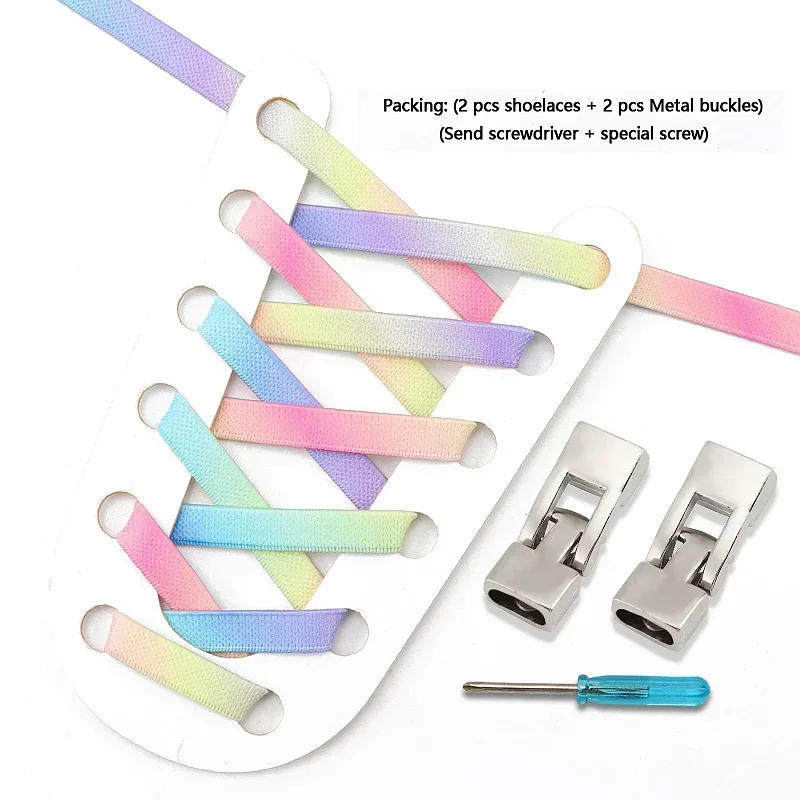 Vibrant Rainbow No-Tie Elastic Shoelaces
